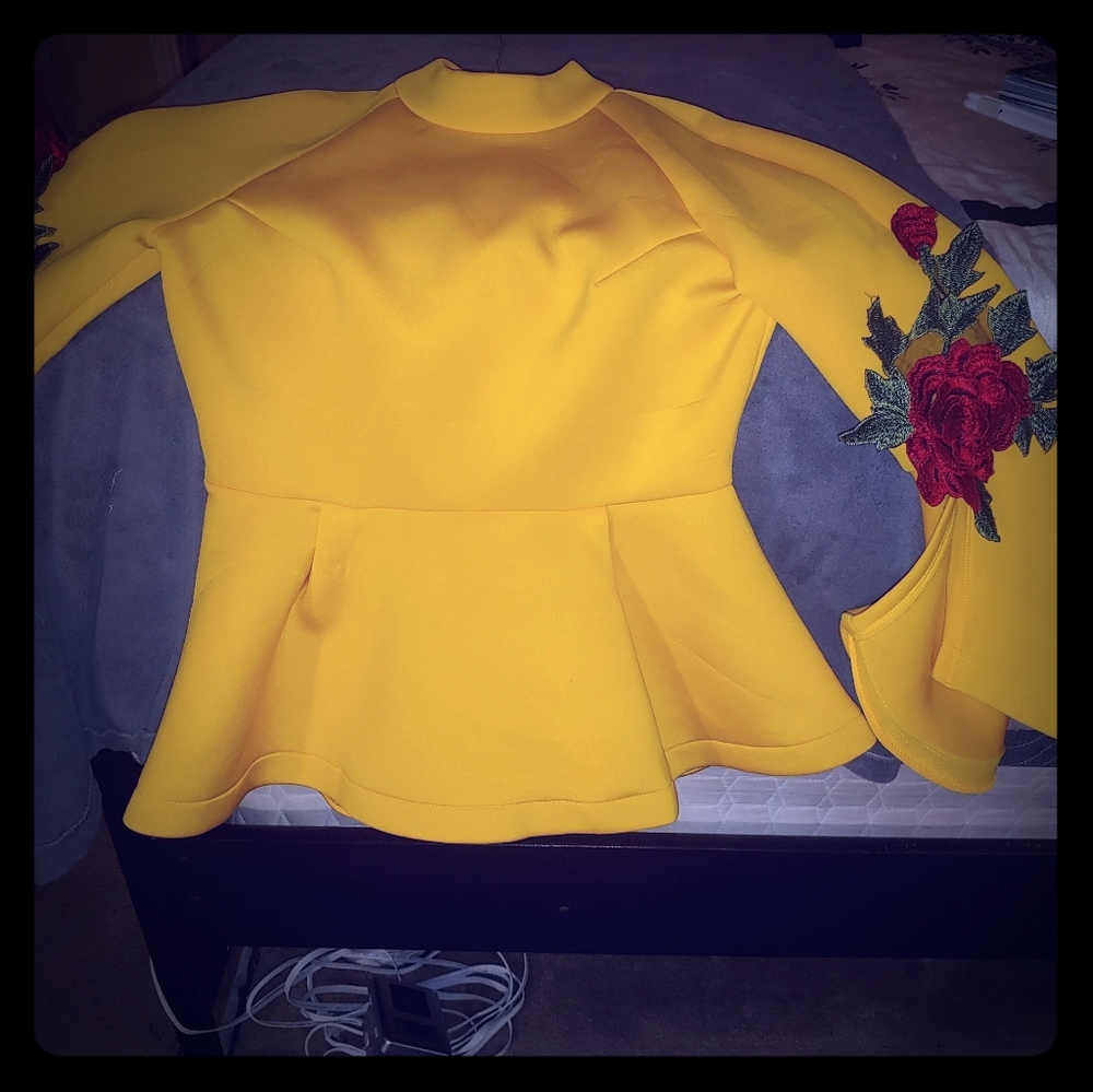 New Yellow Peplum Blouse